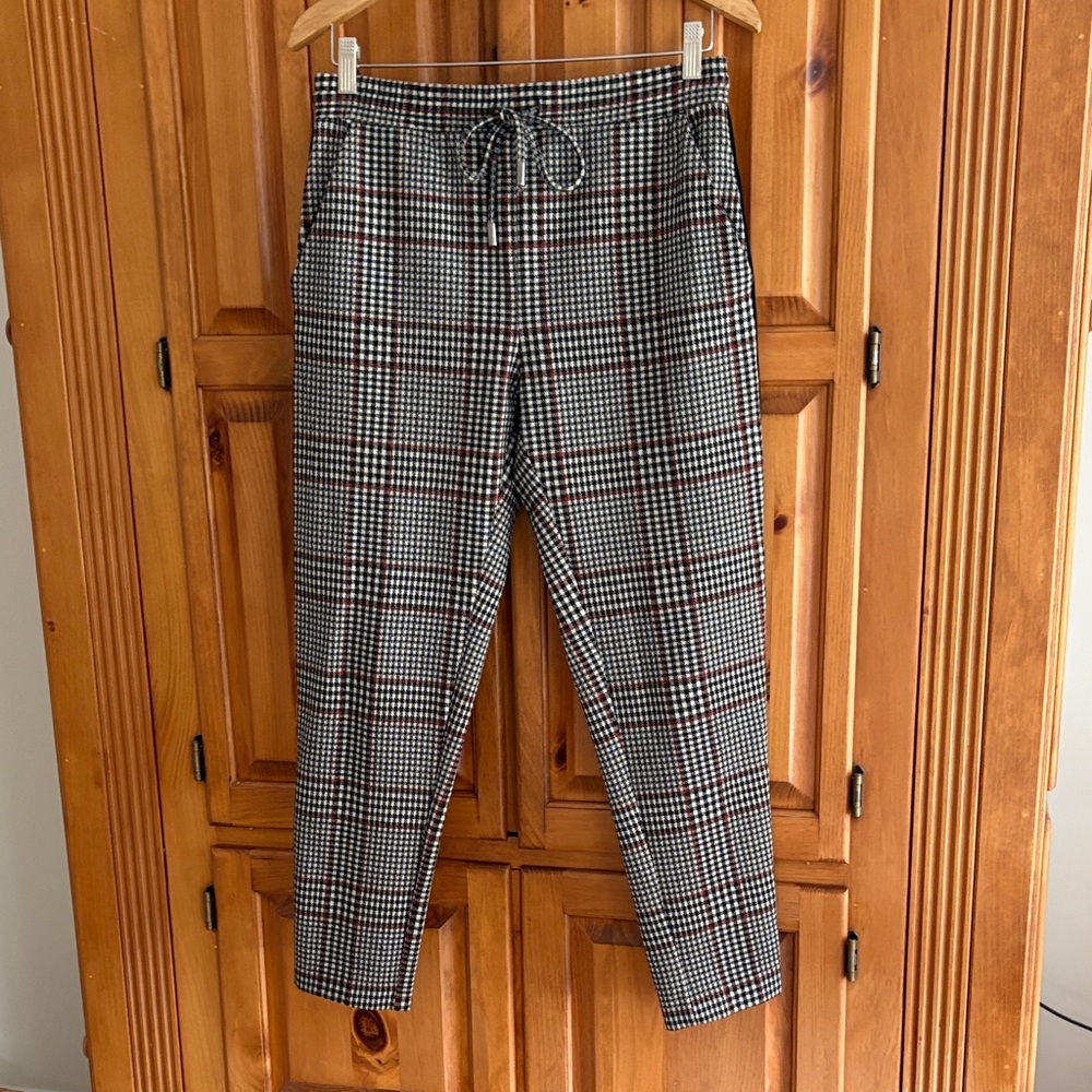 Anthropologie Black glen plaid track  Pants side pockets,
